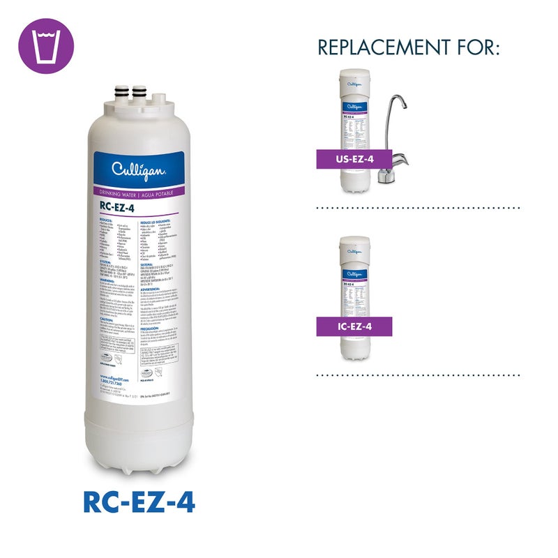 Culligan RC 4 EZ-Change Premium Water Filtration Replacement Cartridge, 500 Gallons, White - Image 1